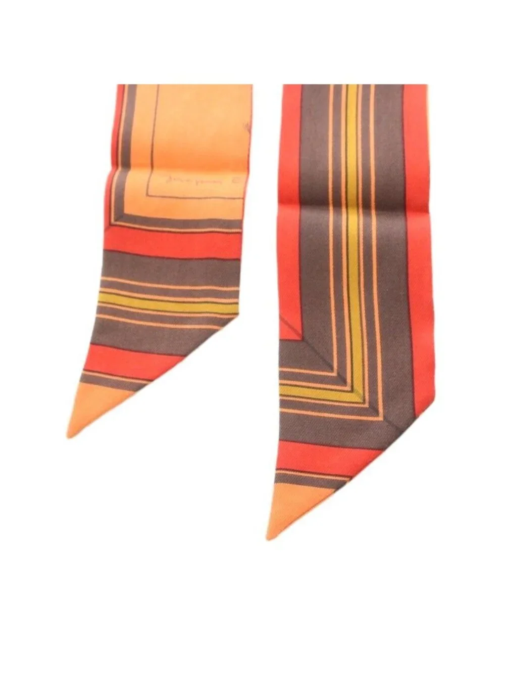 Hermes Rocabar Scarf All Over Pattern Silk Orange Red Brown